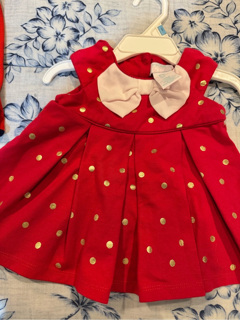 Maggie & Zoe Red Dress with Gold Polka Accents 12M